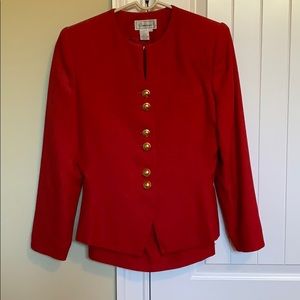 Vtg Christopher Red Skirt Suit Set